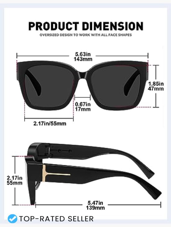 Oversized Fit Over Glasses Sunglasses Polarized Driving UV Protection Large main image 4